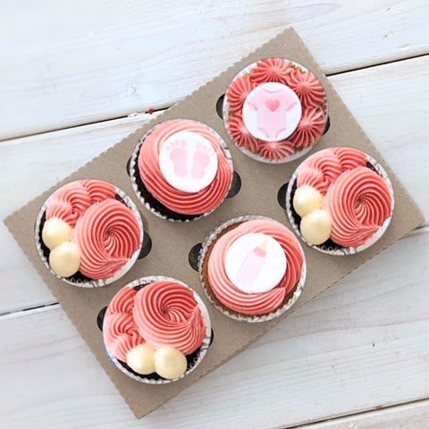 Assortiment Cupcakes Shower Bébé - Rose - Les Glaceurs