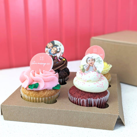 Boîte de 4 Cupcakes avec impressions comestibles