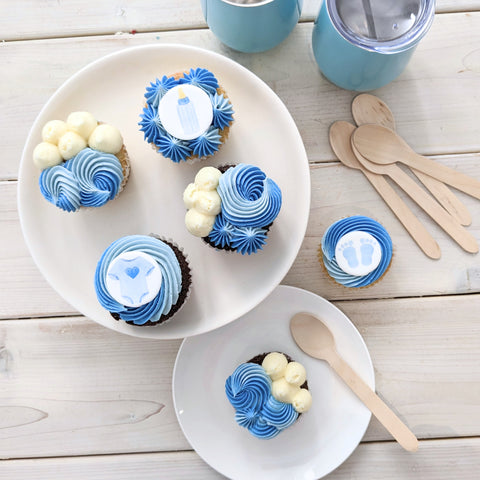 Assortiment Cupcakes Shower Bébé - Bleu - Les Glaceurs