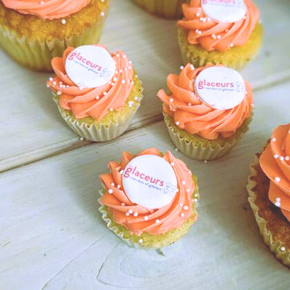 Boîte Mini Cupcakes Personnalisés 100 & plus - Avec logo et coloration du glaçage