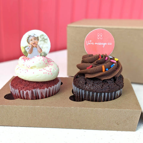 Boîte Duo de Cupcakes avec impressions comestibles - Les Glaceurs
