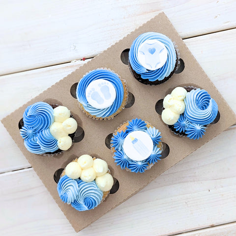 Assortiment Cupcakes Shower Bébé - Bleu - Les Glaceurs