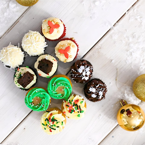 12 mini holiday cupcakes