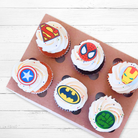Assortment of Superhero Cupcakes