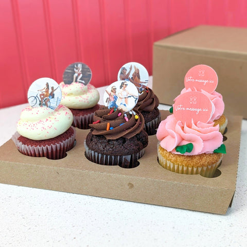 Boîte de 6 Cupcakes avec Impressions Comestibles