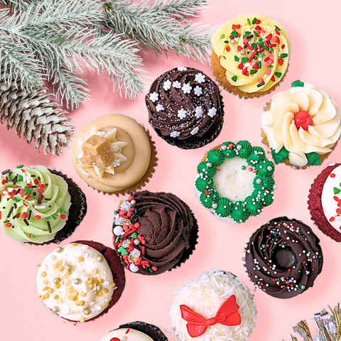 Boîte de Cupcakes des fêtes 100+ | Saveurs assorties 🎅🏽