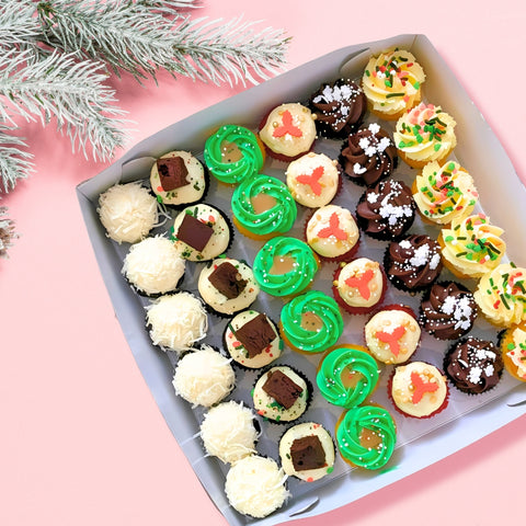 Box of 36 mini holiday cupcakes