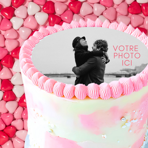 Gâteau St-Valentin avec Impression Comestible