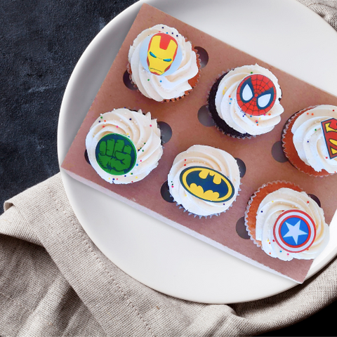 Assortment of Superhero Cupcakes