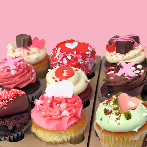 Boîte de Cupcakes Saint-Valentin 100+ | Saveurs assorties 💘