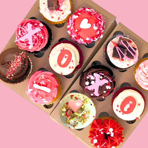 Boîte de Cupcakes Saint-Valentin 100+ | Saveurs assorties 💘