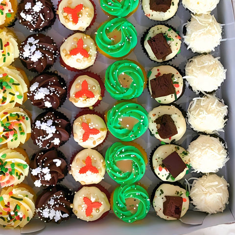 Boîte de Mini Cupcakes des Fêtes 100+ | Saveurs Assorties 🎁