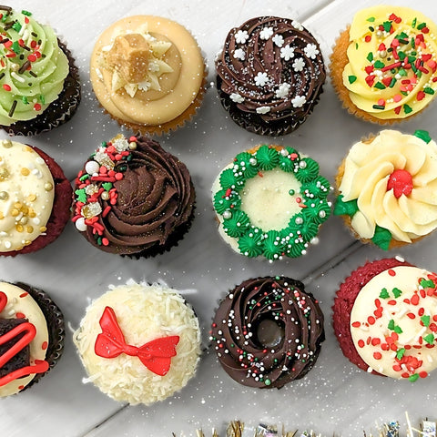 Boîte de Cupcakes des fêtes 100+ | Saveurs assorties 🎅🏽